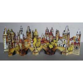 Praga caput regni - Praha a Karlův most - (trojrozměrné panorama, Malá Strana a Staré Město, Vojtěch Kubašta)