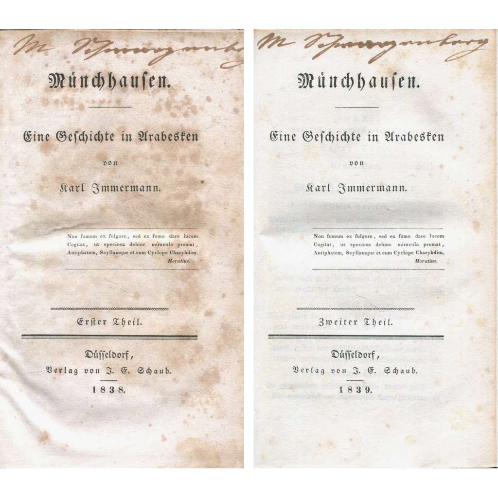 Münchhausen. Eine Geschichte in Arabesken, sv. 1-2 [1838; Munchausen; Münchausen; baron Prášil; první vydání; Jaromír Doležel]