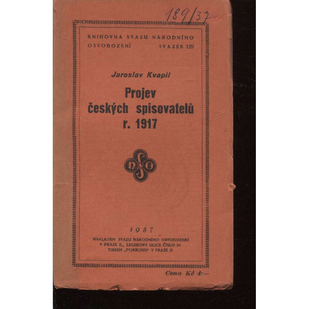 Projev českých spisovatelů r. 1917