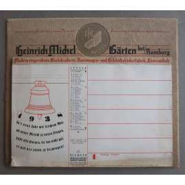 Tischkalender der Firma Heinrich Michel für das Jahr 1938 [reklamní kalendář tiskárny Heinrich Michel, Zahrady u Rumburka, Krásná Lípa, o. Děčín]