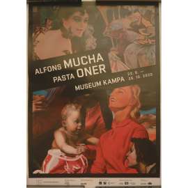 Alfons Mucha, Pasta One: Elusive fusion. Museum Kampa 23. 6. - 25. 10. 2020 (plakát k výstavě, české umění, reklamní plakát, secese, art nouveau, pop-art, cartoon / exhibition poster)