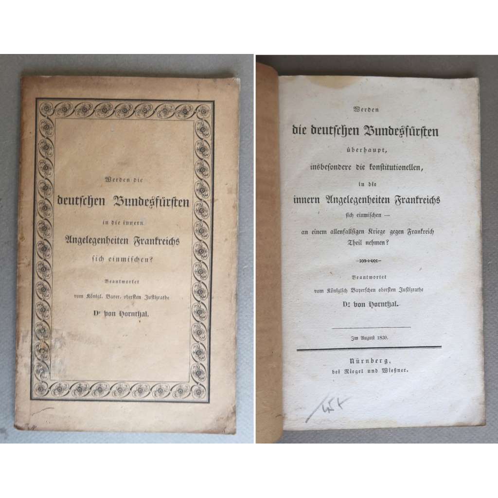 Werden die deutschen Bundesfürsten in die innern Angelegenheiten Frankreichs sich einmischen? [Francie 1830, Ordonance ze Saint-Cloud, Červencová revoluce , pád dynastie Bourbonů, pamflet, leták - politika]