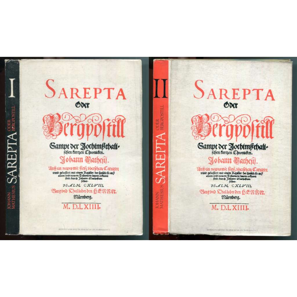Sarepta oder Bergpostill - I. a II. díl, reprint 1975 [dějiny hornictví - 16. století, hutnictví, kovy, kronika horního města Jáchymov, protestanté, luteránství, teologie, kázání]