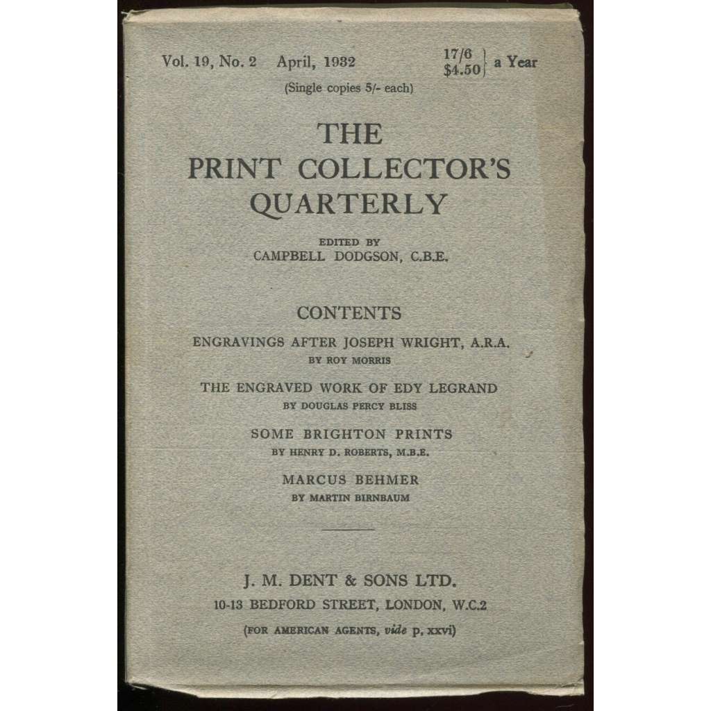 The Print Collector's Quarterly: Vol. 19, No. 2, April, 1932 [časopis, umění, sběratelství]