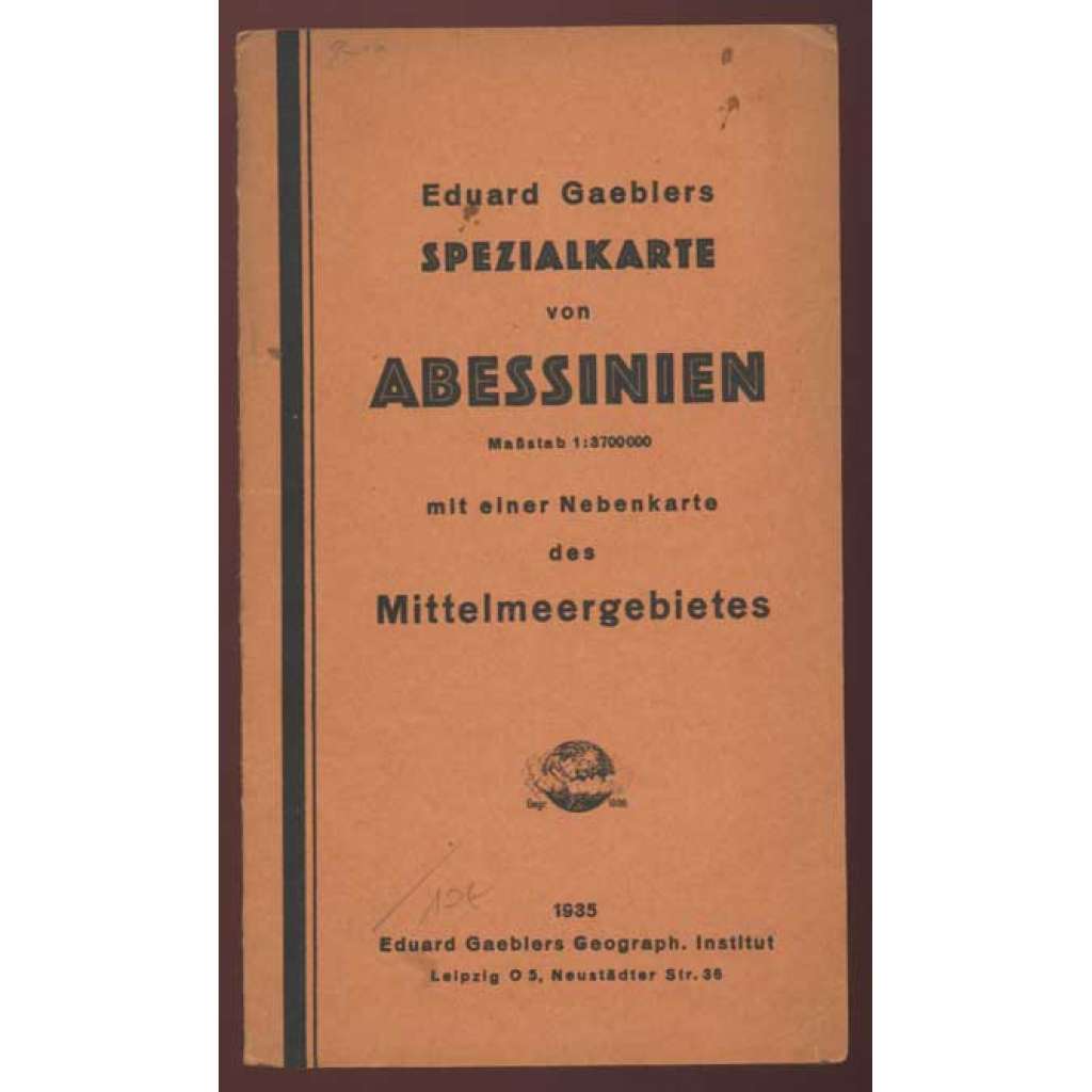 Eduard Gaeblers Spezialkarte von Abessinien. Maßstab 1 : 3700 000 mit einer Nebenkarte des Mittelmeergebietes	[mapy, Afrika, Sudán, Etiopie]