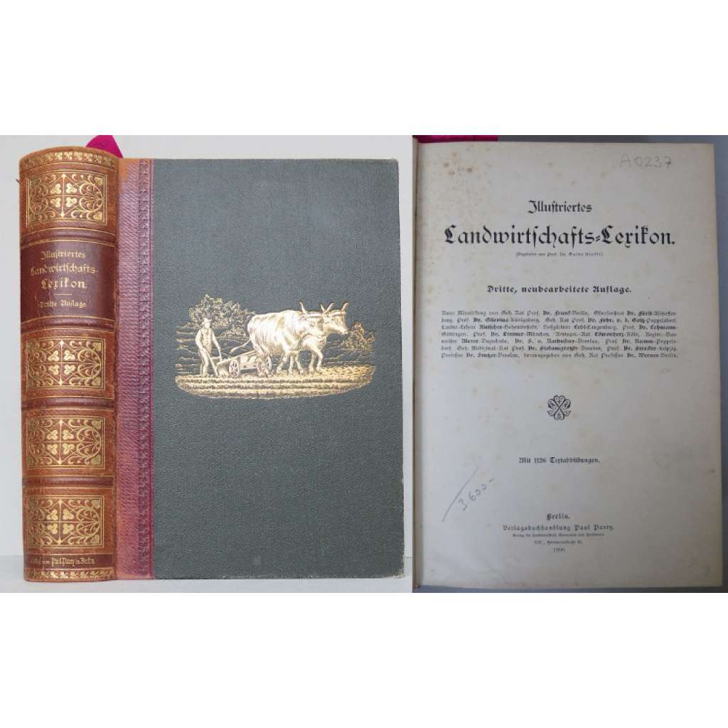 Illustriertes Landwirtschafts-Lexikon. Dritte, neubearbeitete Auflage. Mit 1126 Textabbildungen [slovník, lexikon,  zemědělství, vazba kůže]