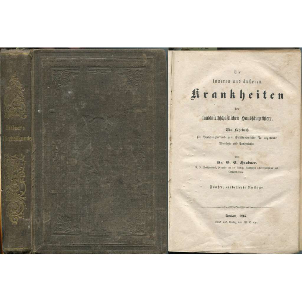 Die inneren und äußeren Krankheiten der landwirthschaftlichen Haussäugethiere. Ein Lehrbuch für Vorlesungen und zum Selbstunterrichte für angehende Thierärzte und Landwirthe. Fünfte, verbesserte Auflage [veterinářství]