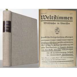 Weltstimmen. Weltbücher in Umrissen. Porträts, Handschriftproben, Bühnenszenen, Lichtbilder und Romanillustrationen; Jahrgang 1929, dritter Band [světová literatura, časopis]