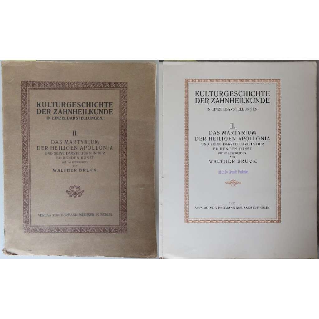 Kulturgeschichte der Zahnheilkunde in Einzeldarstellungen II: Das Martyrium der heiligen Apollonia und seine Darstellung in der bildende Kunst. Mit 100 Abbildungen [dějiny zubařství, Sv. Apolena]