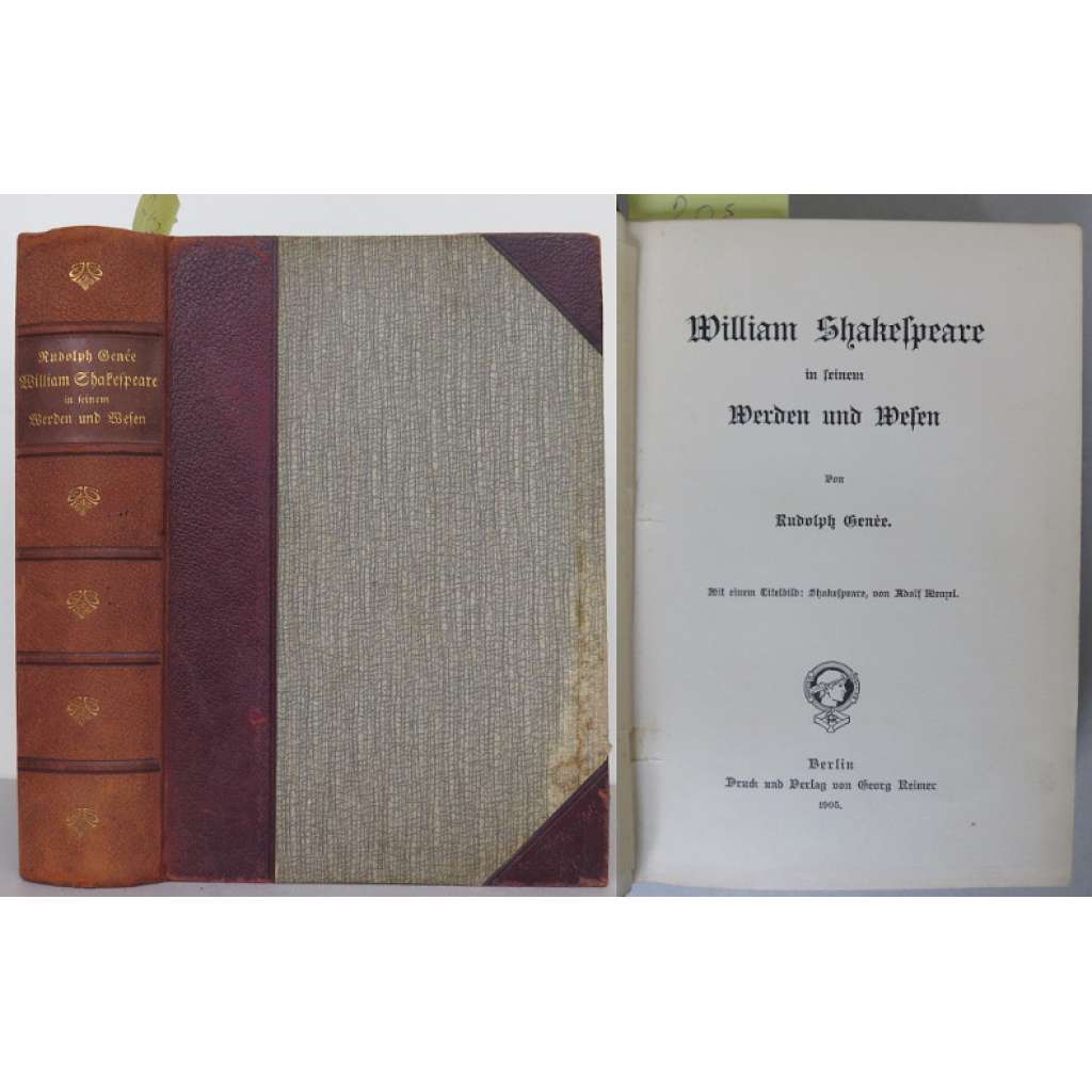 William Shakespeare in seinem Werden und Wesen [literární věda, anglická literatura, vazba kůže]