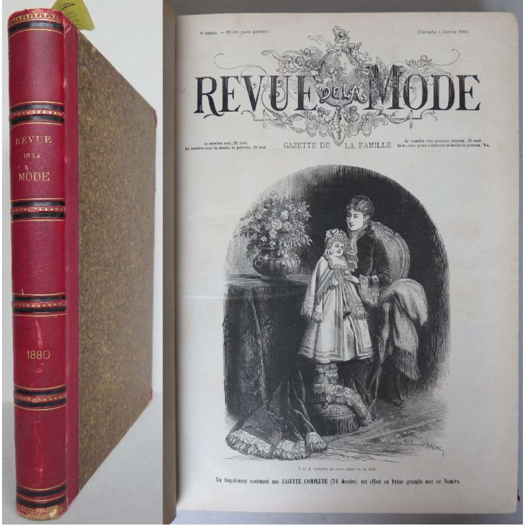 Revue de la Mode. Gazette de la famille; 9e année, 1880 [móda, barevné litografie, staré tisky, vazba kůže]