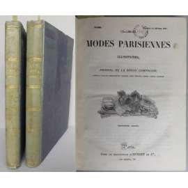 Les Modes Parisiennes Illustrées. Journal de la bonne compagnie. Fashions, toilettes, ameublements, théatres, livres nouveaux, romans poésies, causeries. Douzième année (1854) [móda, barevné litografie, staré tisky]