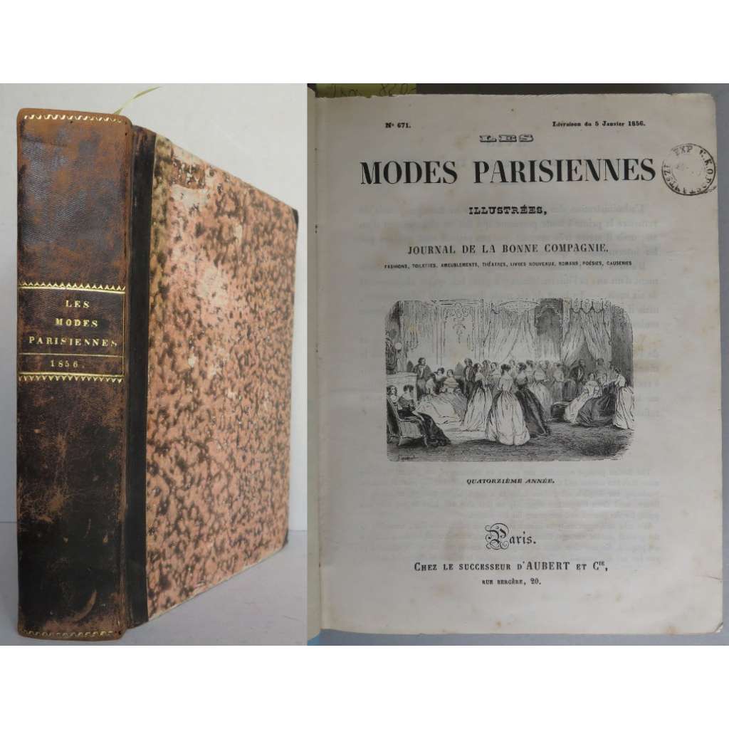 Les Modes Parisiennes Illustrées. Journal de la bonne compagnie. ... [móda, kolorované litografie, vazba kůže, staré tisky]