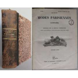 Les Modes Parisiennes Illustrées, Journal de la bonne compagnie. Fashions, toilettes, ameublements, théatres, livres nouveaux, romans, poésies, causeries; douzième année, Novembre 1854 - Decembre 1855 [móda, staré tisky, kolorované litografie]