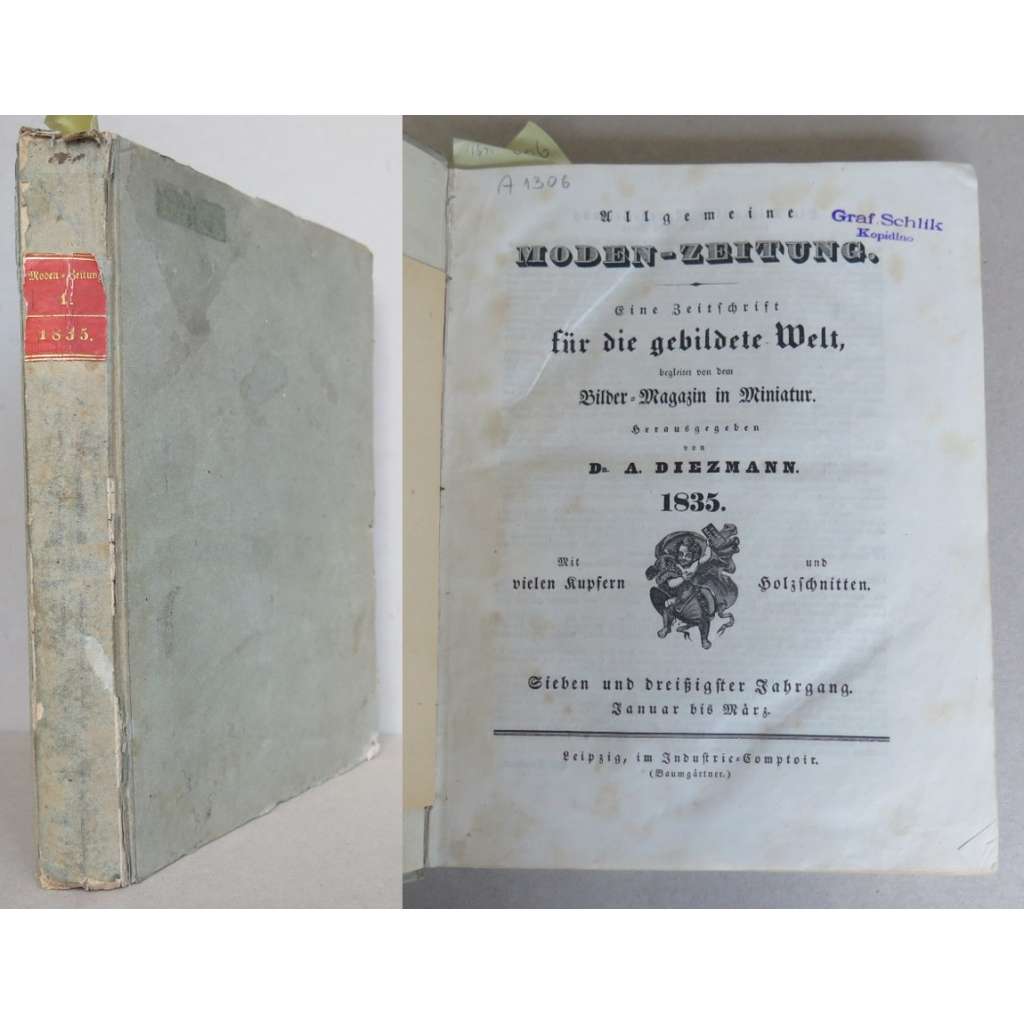 Allgemeine Moden-Zeitung. ...; Sieben und dreißigster (37.) Jahrgang, Januar bis Dezember 1835 [móda, kolorované mědiryty, staré tisky]