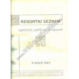 Resortní seznam vyhlášek, nařízení ... 1947