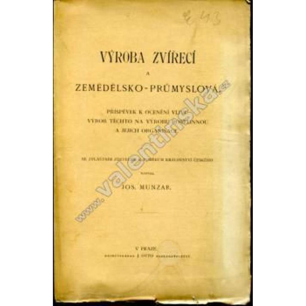 Výroba zvířecí a zemědělsko-průmyslová (účetnictví, zemědělství, zvířata - kráva, ovce; Rakousko Uhersko)