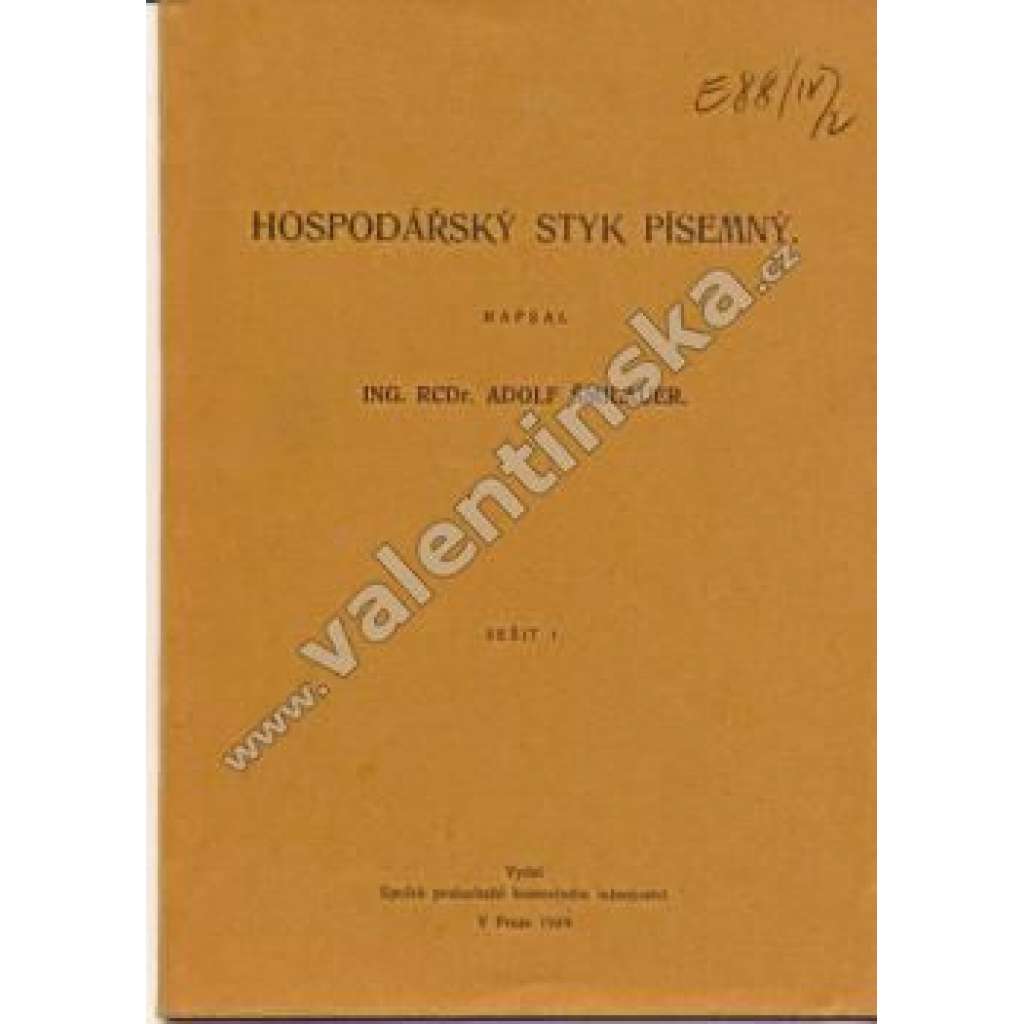 Hospodářský styk písemný, sešit 1.