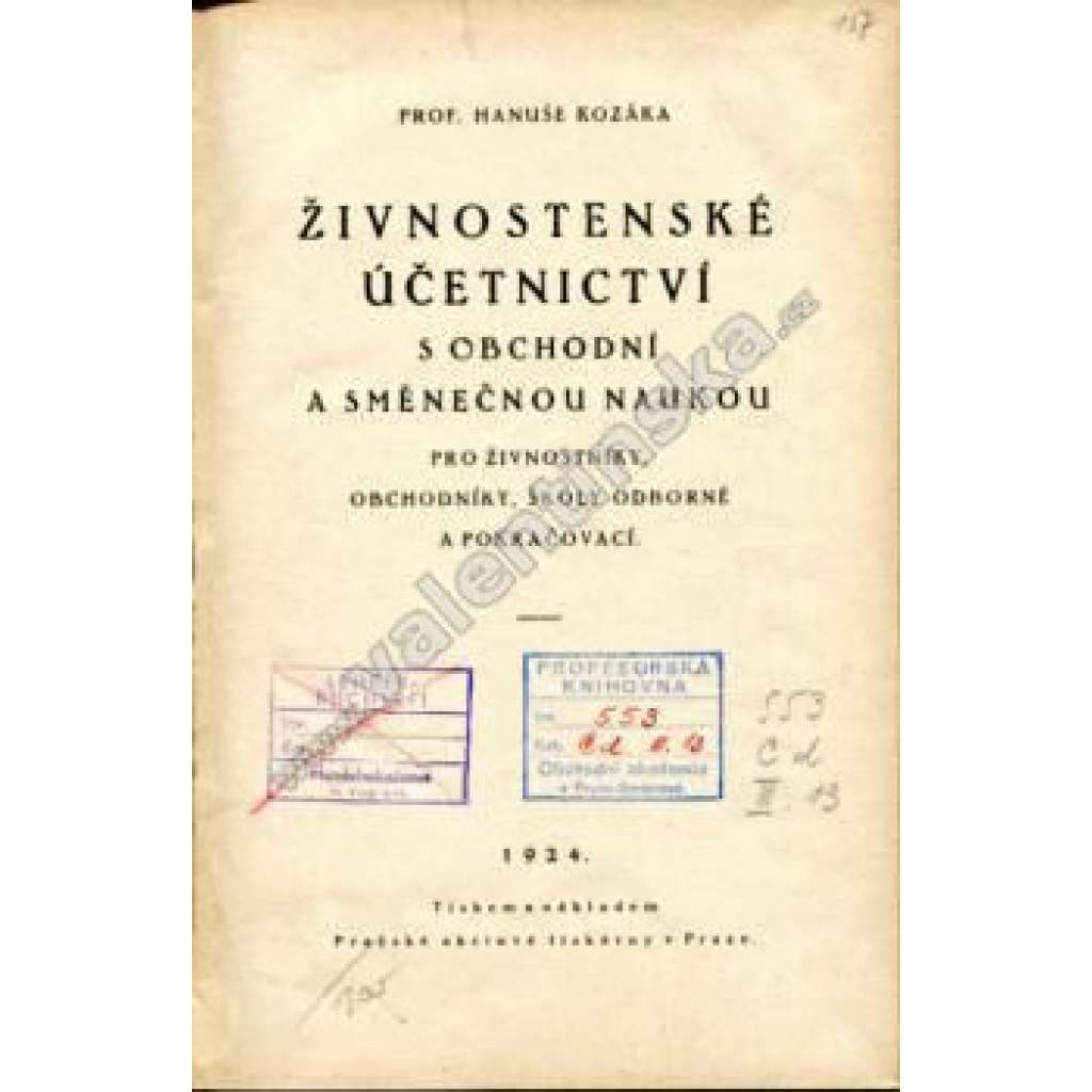 Živnostenské účetnictví s obchodní a směnečnou naukou (obchod, živnost, škola - učebnice, účetnictví, první republika)