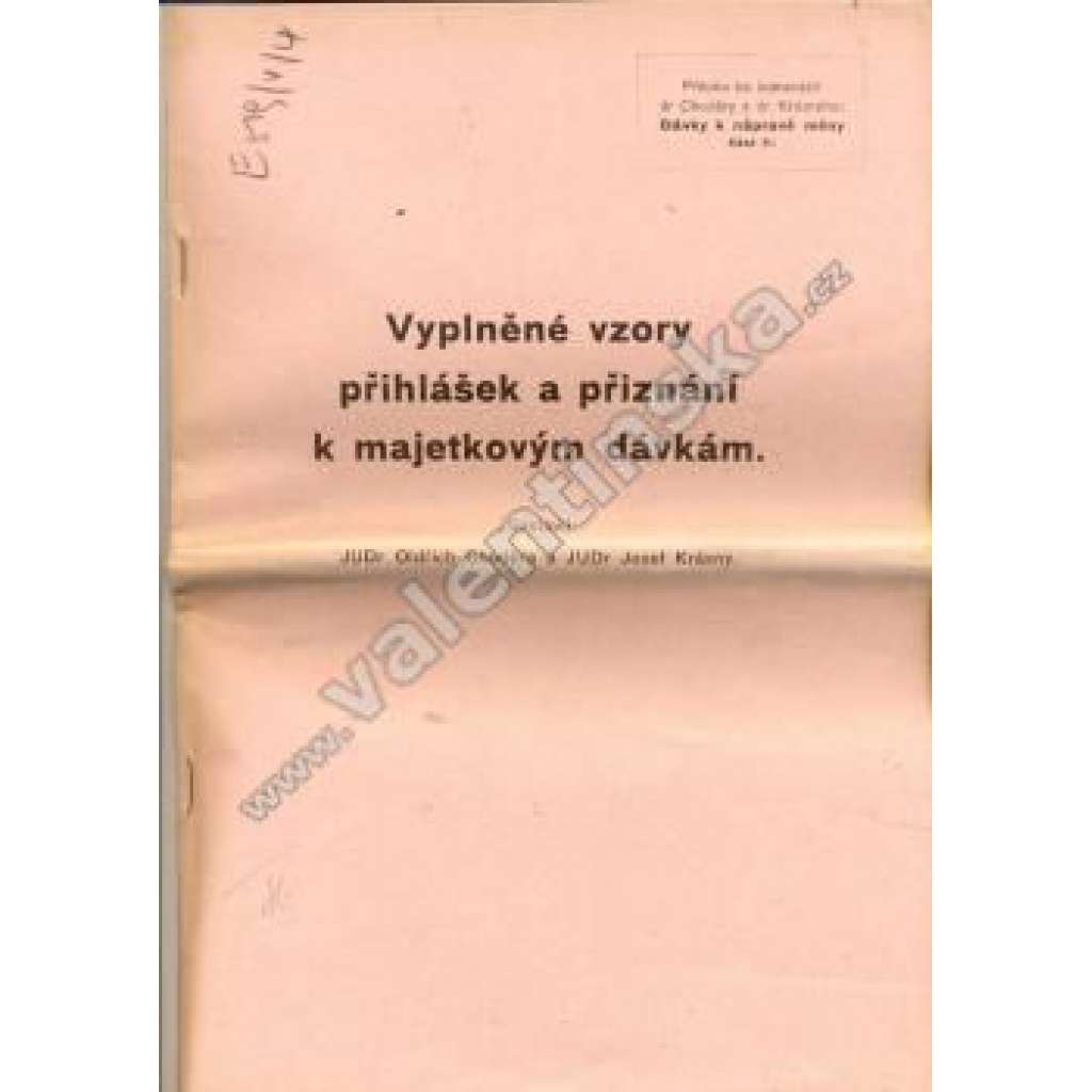 Vyplněné vzory přihlášek a přiznání k...