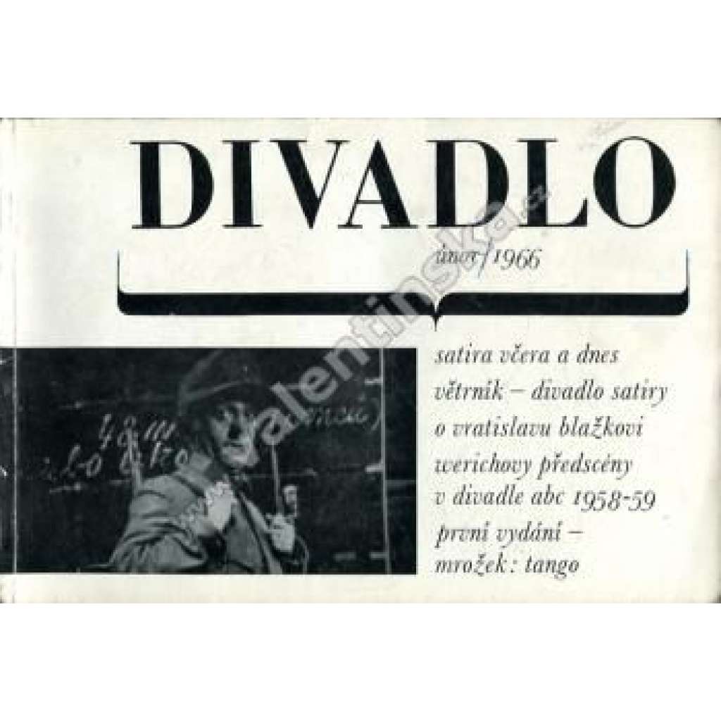 Divadlo, únor/1966 (časopis, divadlo, mj. Hamlet a Artur; Jan Werich - Předscény divadla ABC; Trnkův satirikon; fotografie Václav Chochola; obálka Libor Fára)