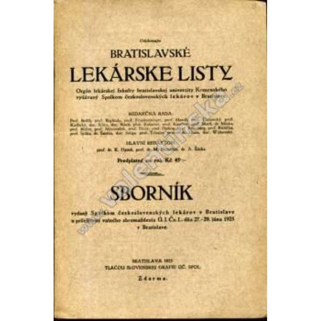 Bratislavské lekárske listy - Sborník (1925)