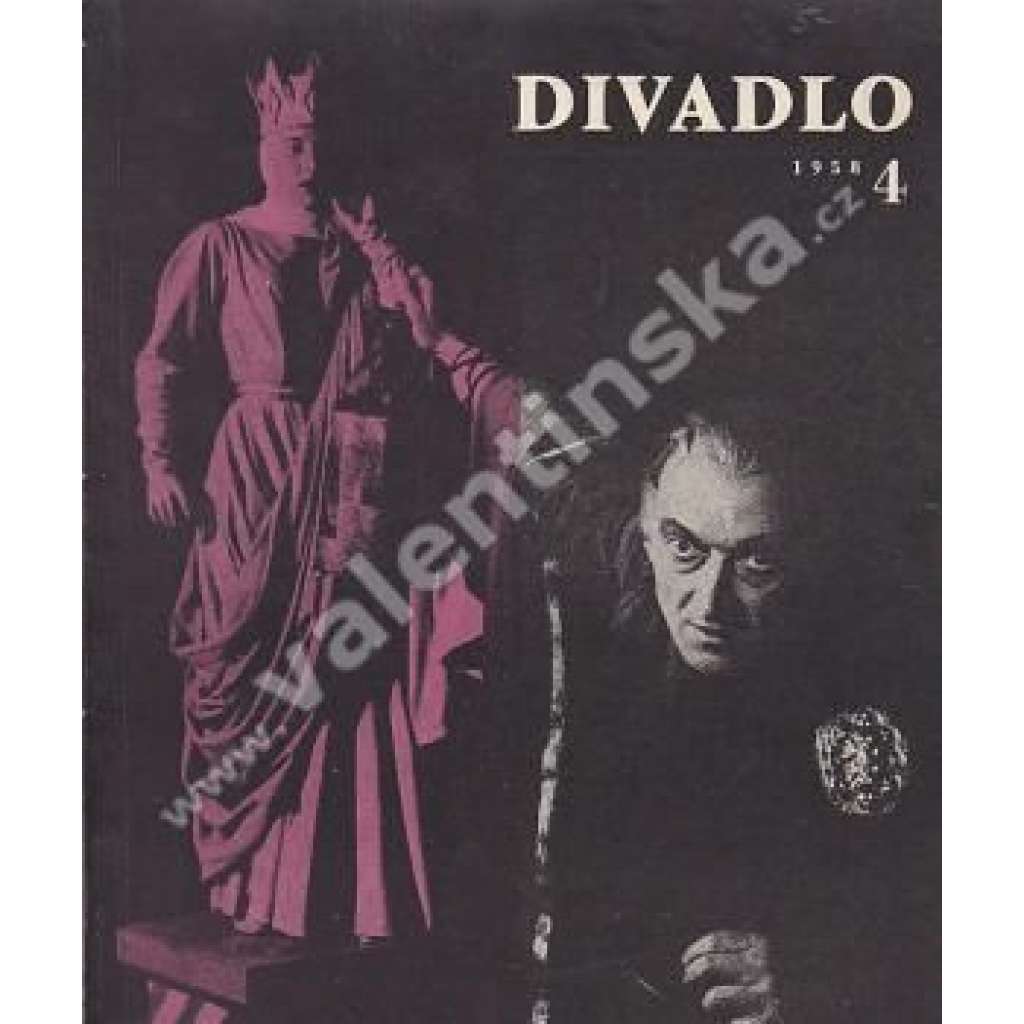 Divadlo - duben/1958 (časopis, mj. Julius Fučík a divadelní avantgarda, Tylův Hus v Ostravě, O Jiřím Mahenovi a nové inscenaci Janošíka; obálka Libor Fára)