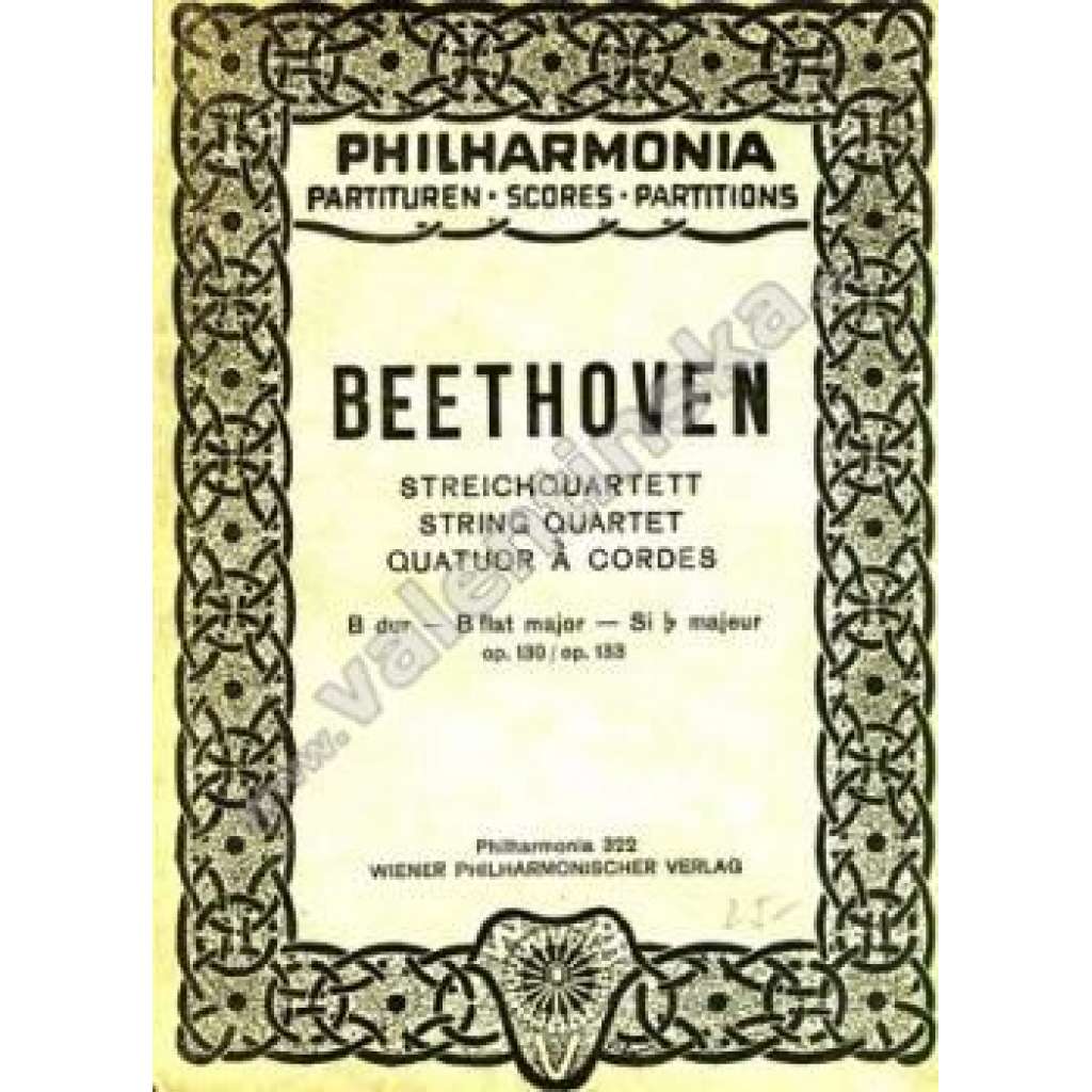 Streichquartett  B dur-B flat major- Si  majeur (noty, smyčcový kvartet, housle, viola, violoncello)