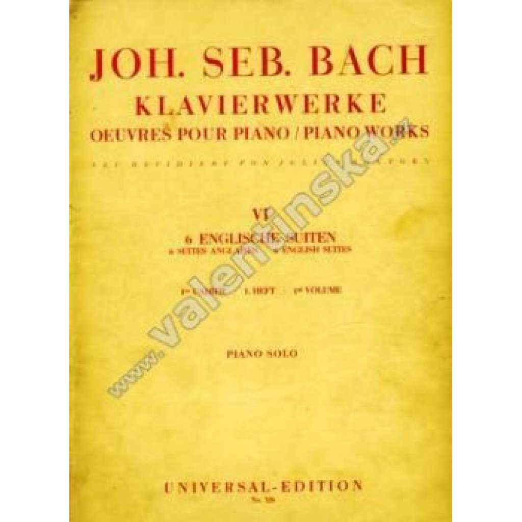 Klavierwerke. 6 Englishe Suiten (noty, piano - klavír)