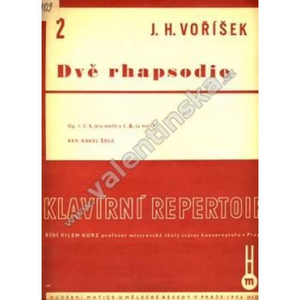 Dvě rhapsodie. Op.I. č.1.(cis moll) a č.3.(a moll) (noty, piano - klavír)