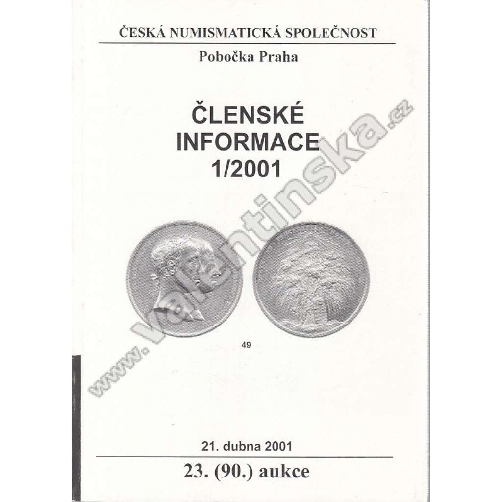 Česká numismatická spol., Členské informace 1/2001