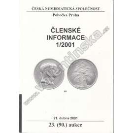 Česká numismatická spol., Členské informace 1/2001