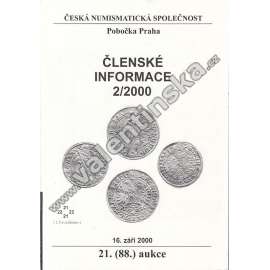 Česká numismatická spol., Členské informace 2/2000