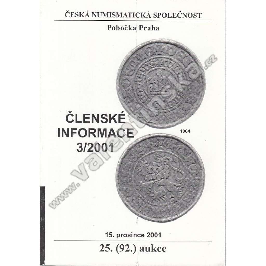 Česká numismatická spol., Členské informace 3/2001