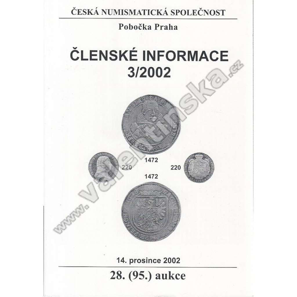 Česká numismatická spol., Členské informace 3/2002