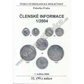 Česká numismatická spol., Členské informace 1/2004
