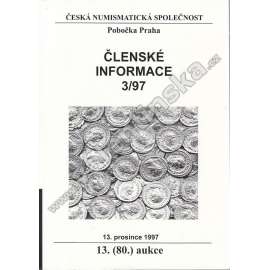 Česká numismatická spol., Členské informace 3/97