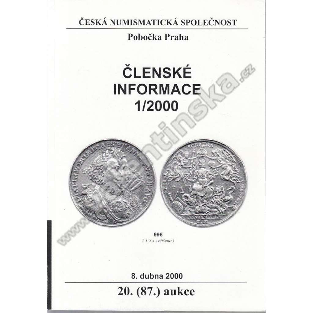 Česká numismatická spol., Členské informace 1/2000