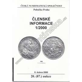 Česká numismatická spol., Členské informace 1/2000