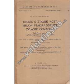 Studie o stavbě kosti hrudní ptáků a savců, zvláště domácích (zoologie, ptáci, savci, mj. slepice, husa)