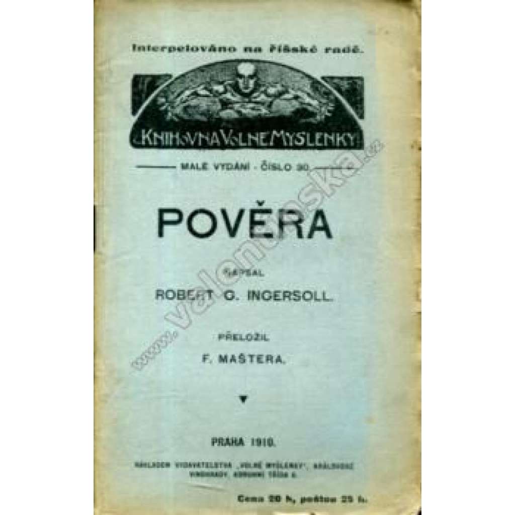 Pověra (edice: Knihovna Volné myšlenky, č. 30) [filozofie, Volná Myšlenka]