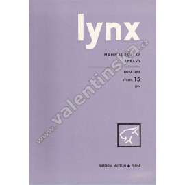 Lynx. Mammaliologické zprávy, nová série 15 / 1974 (časopis, zoologie, mj. Příspěvek k biologii hraboše mokřadního, Dvojí odchov gepardů v ZOO v Praze, Z dějin výskytu kočky divoké v českomoravských krajích)