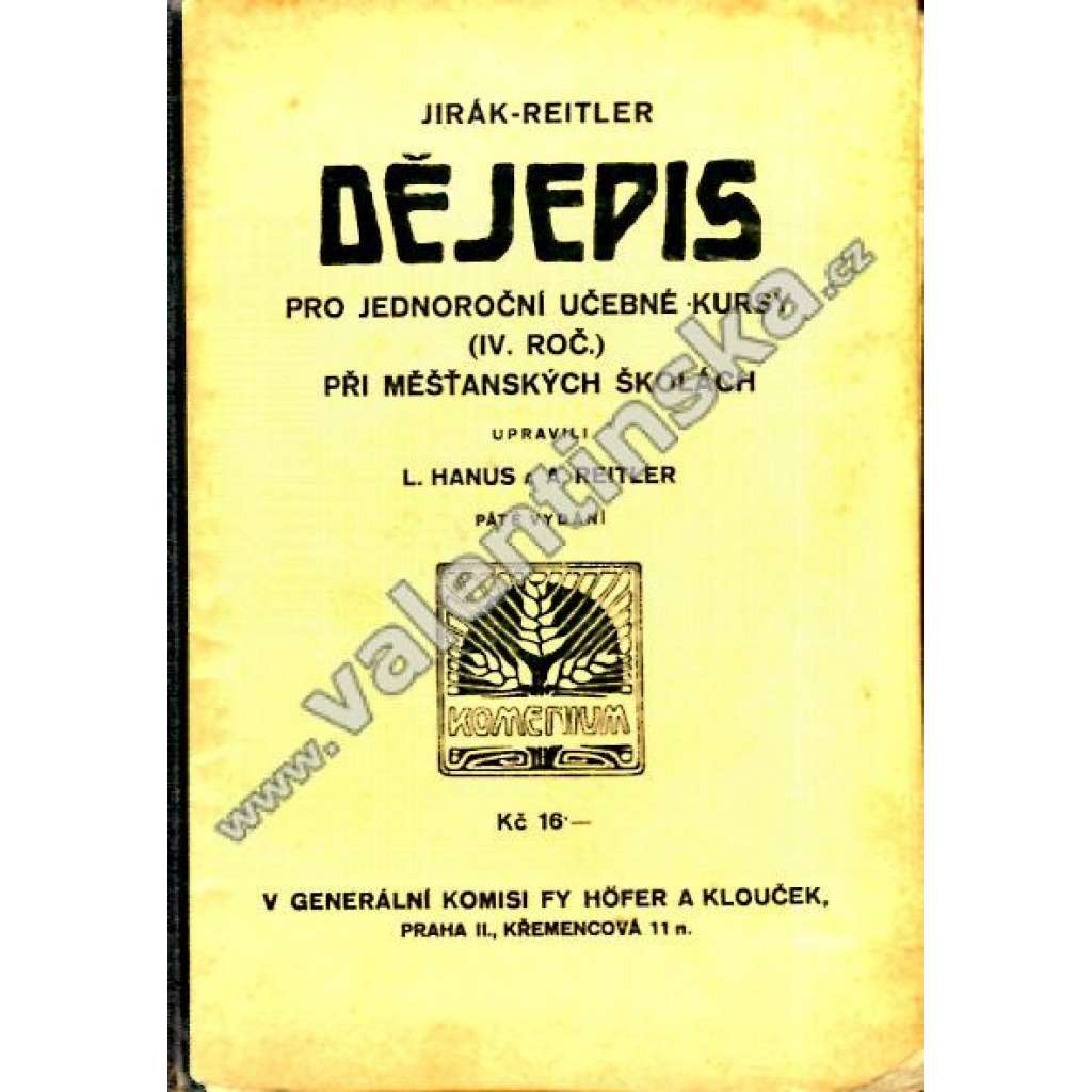Dějepis pro jednoroční učebné kursy (IV. ročník)