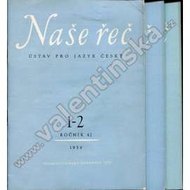 Naše řeč, r. 42. (1959) - v sešitech, nekompletní