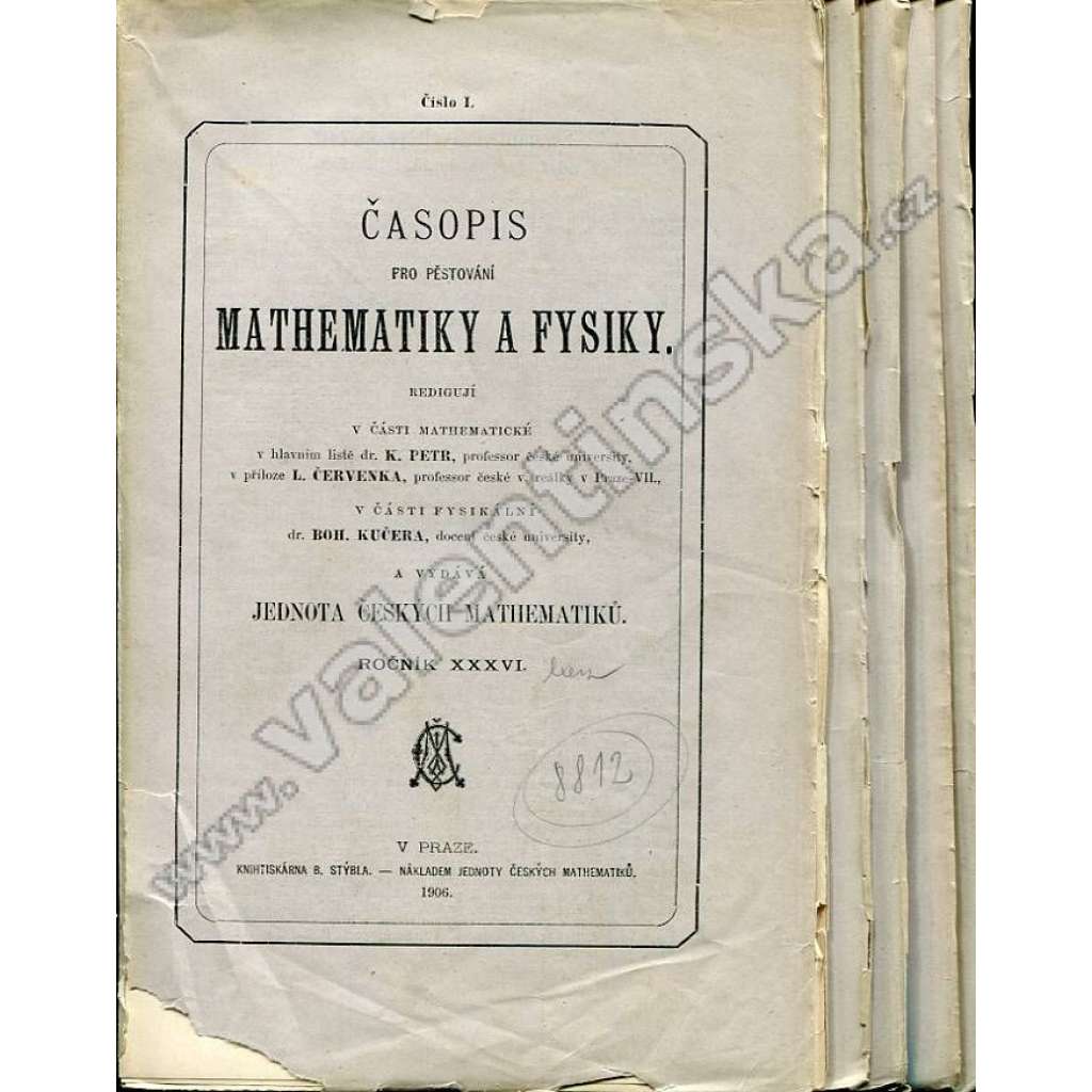 Časopis pro pěstování mathematiky a fysiky, 1906