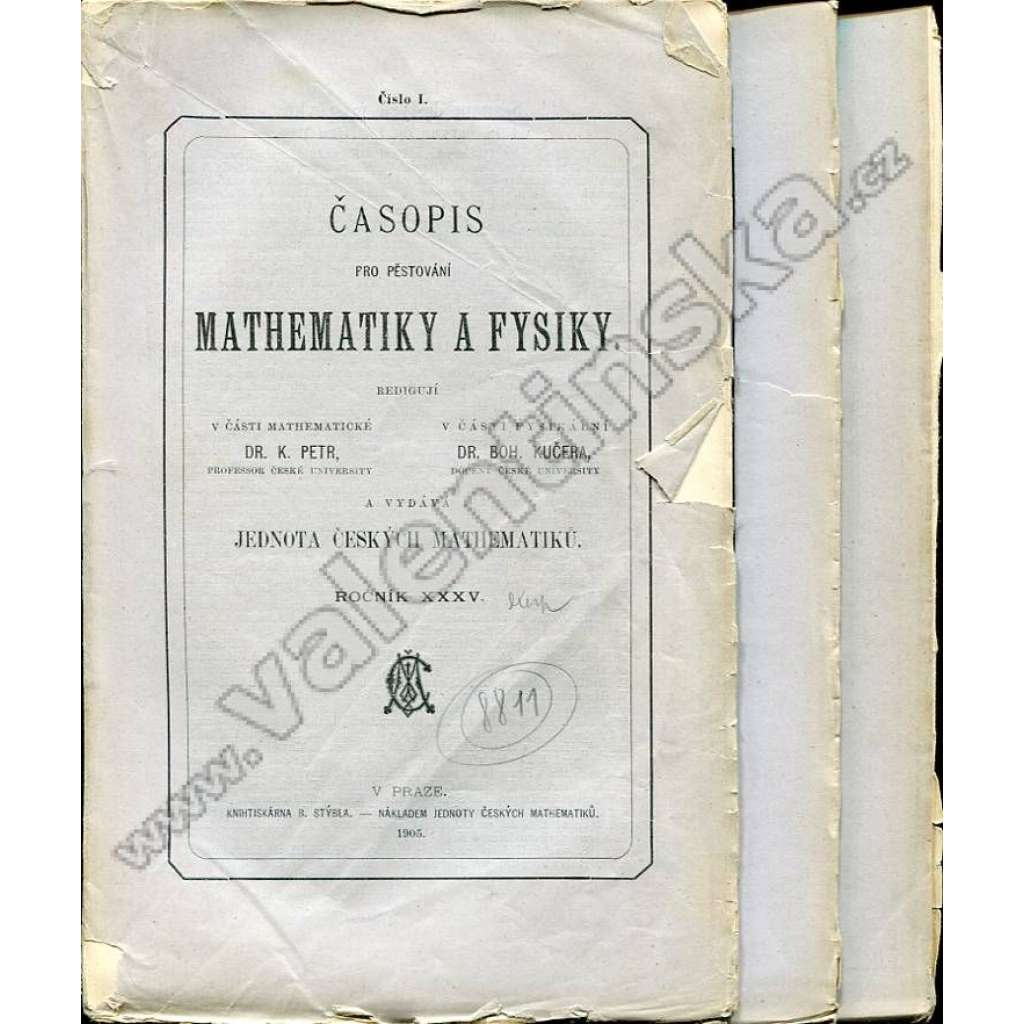 Časopis pro pěstování mathematiky a fysiky, 1905