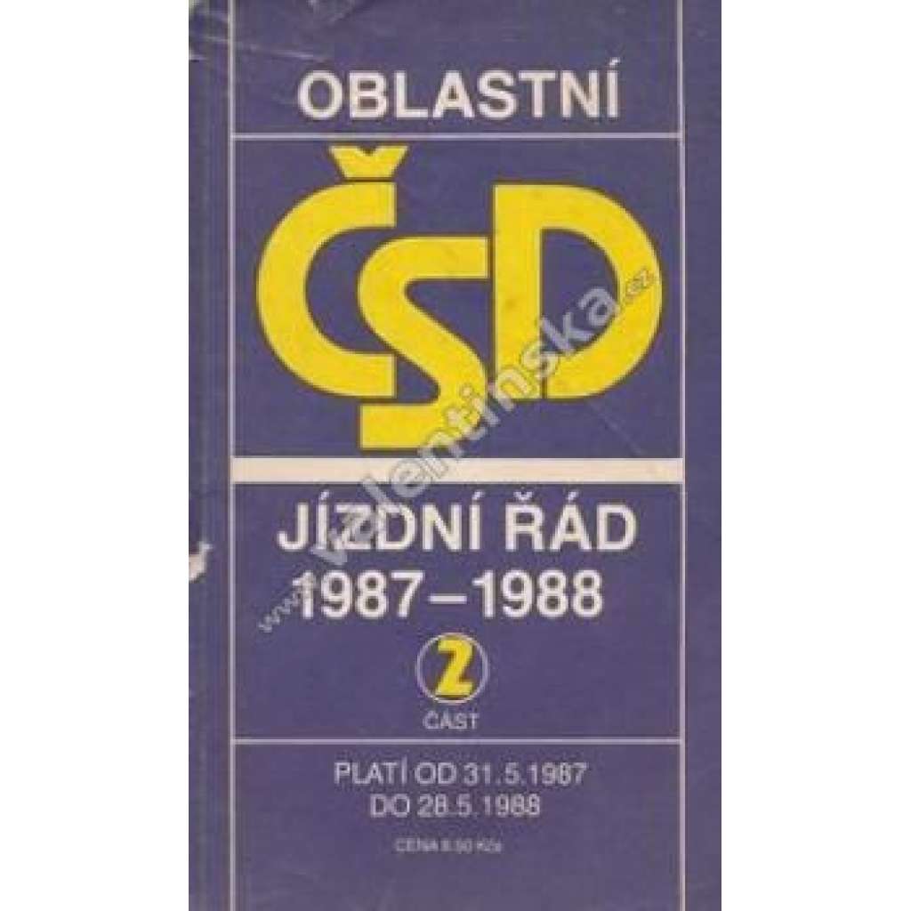 Oblastní řád ČSD 1987-1988. Část 2.