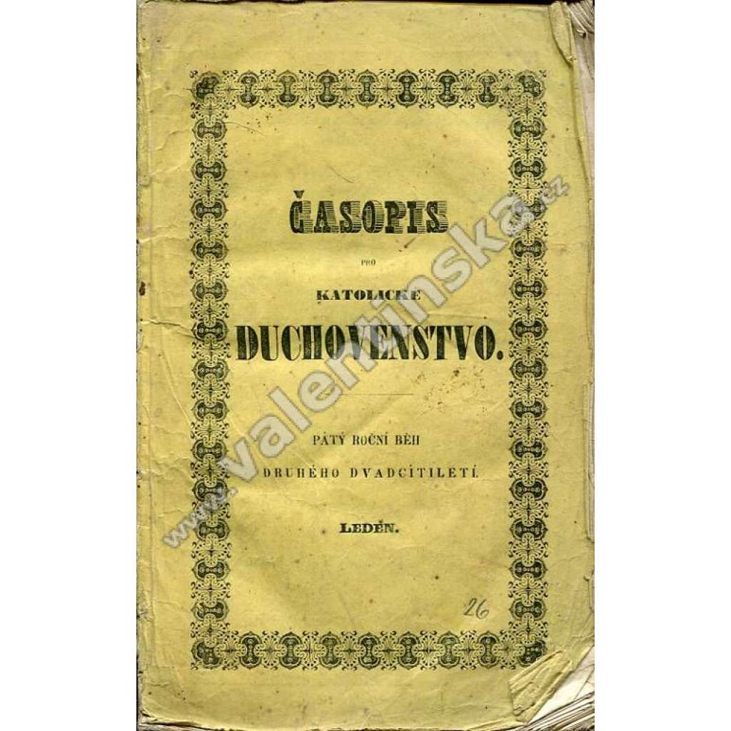 Časopis pro katolické duchovenstvo, 1852