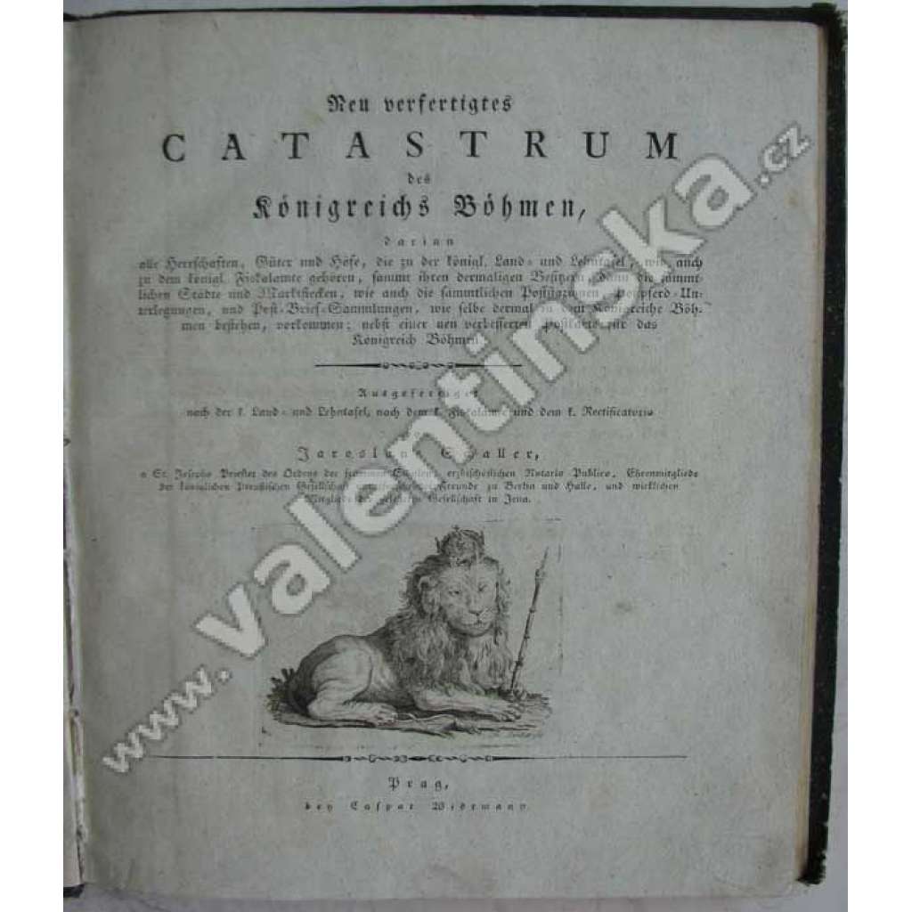 Neu verfertigtes CATASTRUM des Königreichs Böhmen (Katastr Království českého 1803)