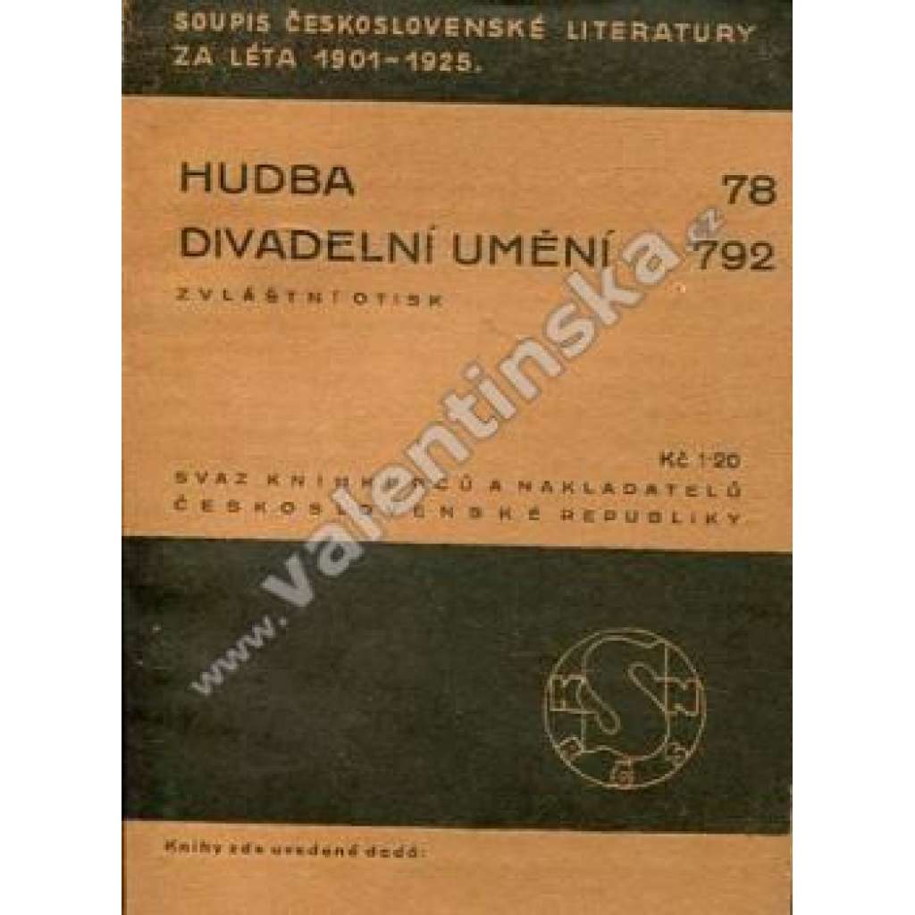 Soupis československé literatury za léta 1901-1925: Hudba, divadelní umění.